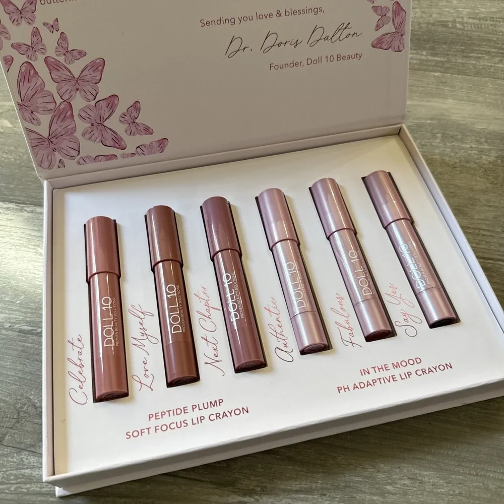 Doll 10 Shades of Possibility 6 PIECE Lip Crayon Boxed Set (NEW IN BOX)